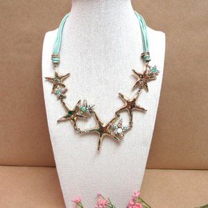 ST THOMAS JEWELRY Starfish NECKLACE Gorgeous Starfish Ocean Coastal Gold Tone